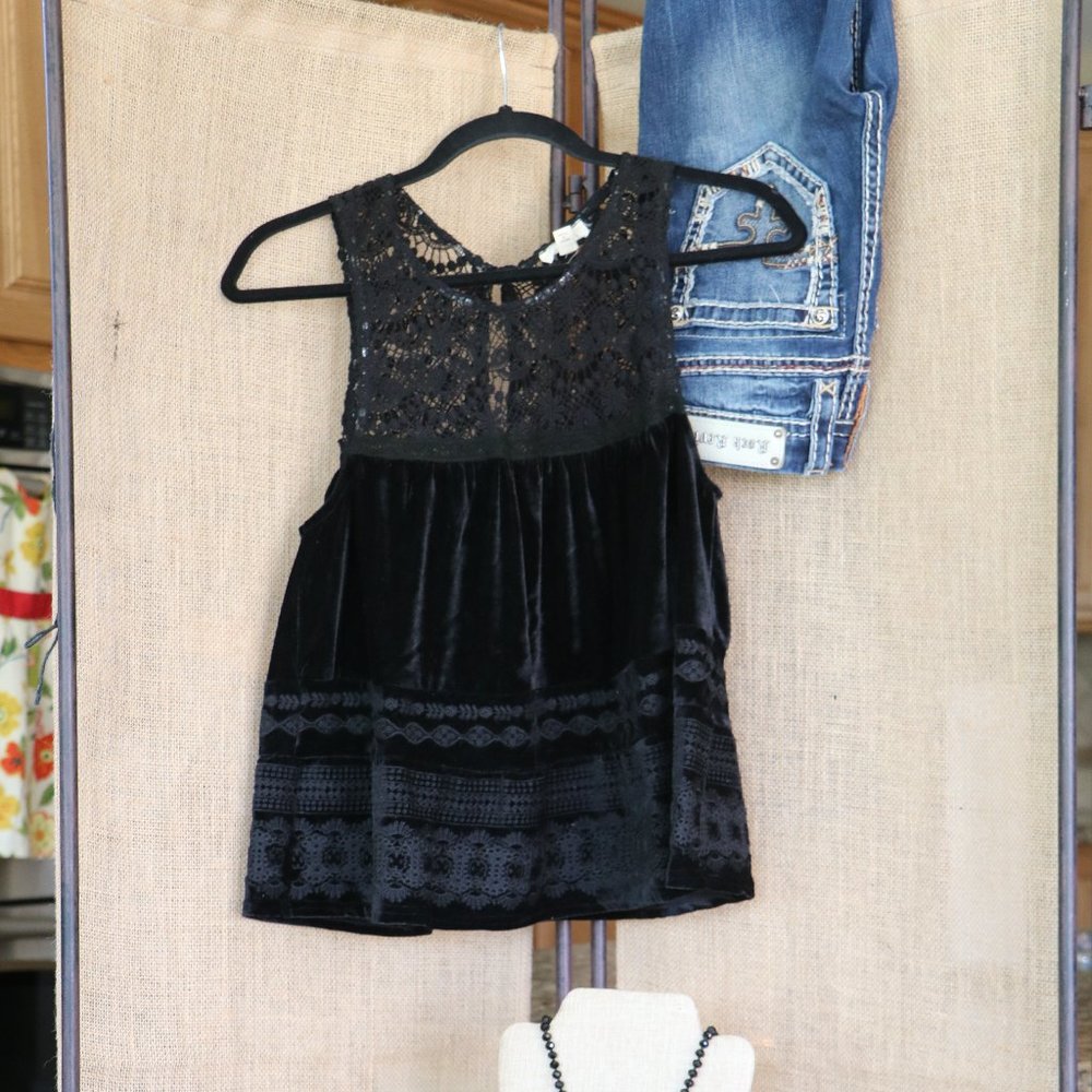 Velvet and Lace Babydoll Top